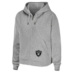 Las Vegas Raiders WEAR by Erin Andrews Women's Team Full-Zip Hoodie Heathered Gray - NFL
