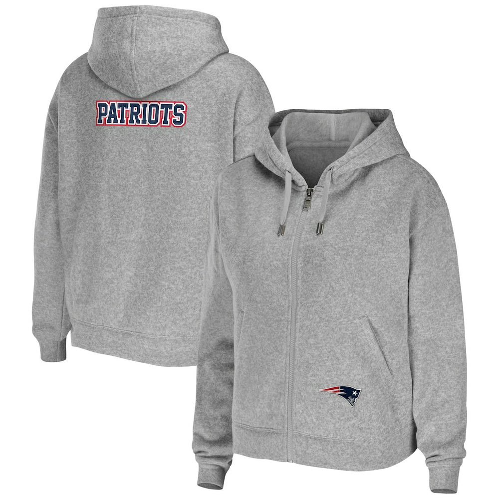 New England Patriots WEAR by Erin Andrews Women's Team Full-Zip Hoodie Heathered Gray - NFL