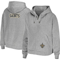 New Orleans Saints WEAR by Erin Andrews Women's Team Full-Zip Hoodie Heathered Gray - NFL