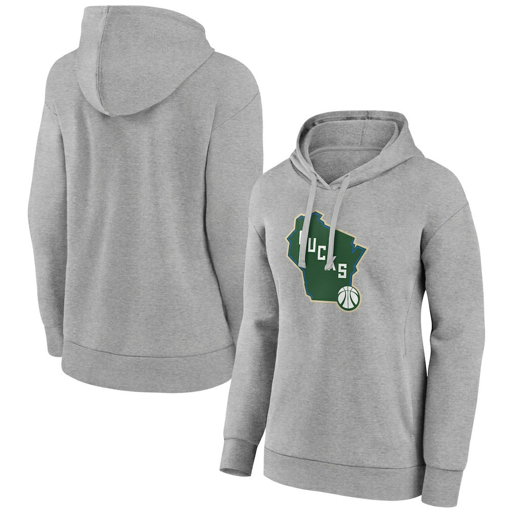 NBA - Milwaukee Bucks Women's Alternate Logo Pullover Hoodie - Gray