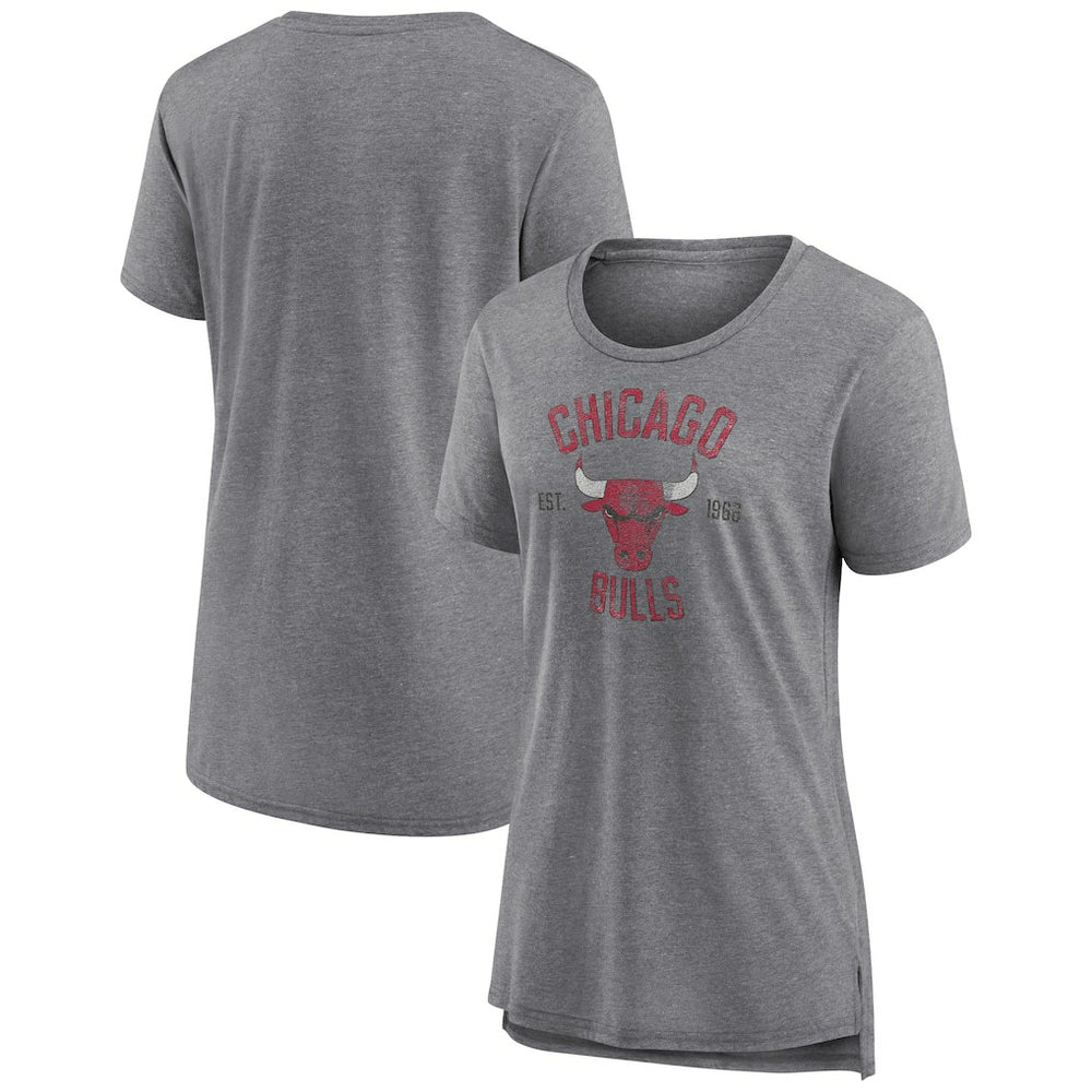 NBA - Chicago Bulls Women's Heritage Tri-Blend T-Shirt - Heather Gray