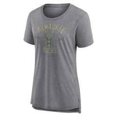 NBA - Milwaukee Bucks Women's Heritage Tri-Blend T-Shirt - Heather Gray