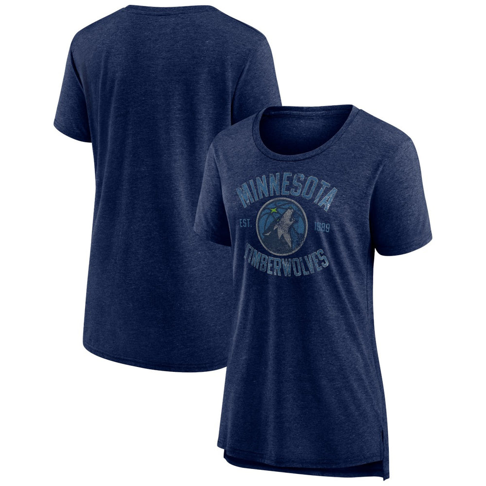 NBA - Minnesota Timberwolves Women's Heritage Tri-Blend T-Shirt - Heather Navy