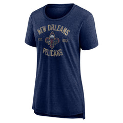 NBA - New Orleans Pelicans Women's Heritage Tri-Blend T-Shirt - Heather Navy