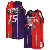 Mitchell & Ness - Vince Carter Toronto Raptors Big & Tall Hardwood Classics 1998/99 Split Swingman Jersey - Purple/Red