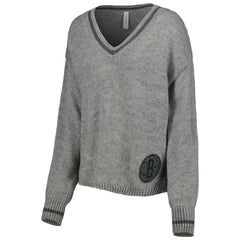 NBA - Brooklyn Nets Lusso Women's Scarletts Lantern Sleeve Tri-Blend V-Neck Pullover Sweater - Gray