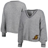 NBA - Los Angeles Lakers Lusso Women's Scarletts Lantern Sleeve Tri-Blend V-Neck Pullover Sweater - Gray