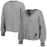 NBA - Phoenix Suns Lusso Women's Scarletts Lantern Sleeve Tri-Blend V-Neck Pullover Sweater - Gray
