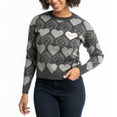 NBA - Phoenix Suns Lusso Women's Basketball Love Swarovski Crystal Intarsia Pullover Sweater - Charcoal