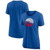 NBA - Philadelphia 76ers Women's Gradient Logo Tri-Blend T-Shirt - Heather Red