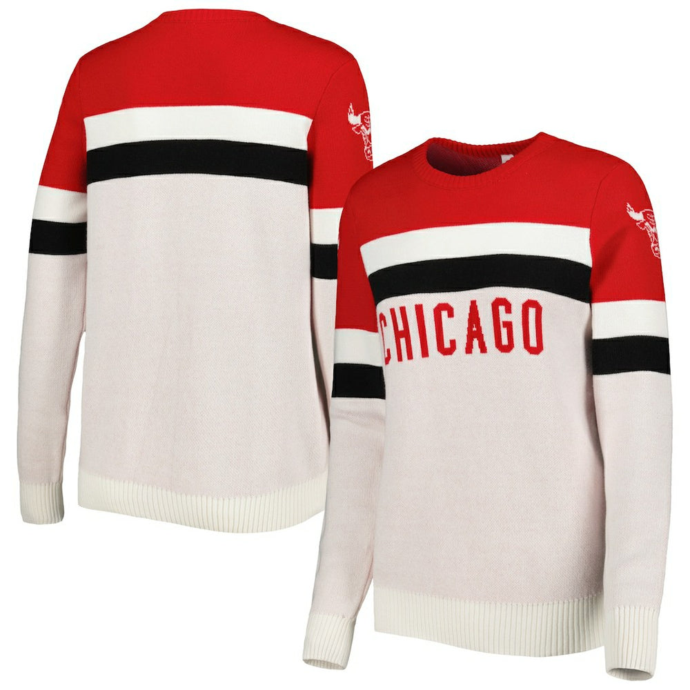 NBA - Chicago Bulls Lusso Women's Dominique Pullover Sweater - Red/Cream