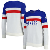 NBA - Philadelphia 76ers Lusso Women's Dominique Pullover Sweater - Royal/Cream