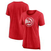 NBA - Atlanta Hawks Women's Distressed Logo Tri-Blend T-Shirt - Heather Red