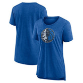 NBA - Dallas Mavericks Women's Distressed Logo Tri-Blend T-Shirt - Heather Blue