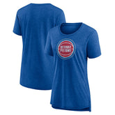 NBA - Detroit Pistons Women's Distressed Logo Tri-Blend T-Shirt - Heather Blue