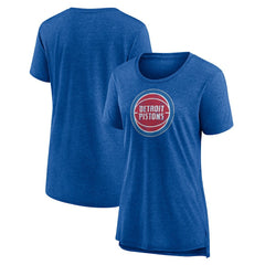 NBA - Detroit Pistons Women's Distressed Logo Tri-Blend T-Shirt - Heather Blue