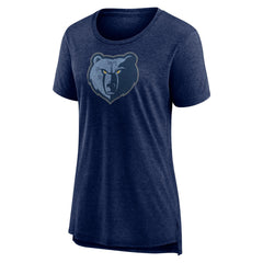 NBA - Memphis Grizzlies Women's Distressed Logo Tri-Blend T-Shirt - Heather Navy