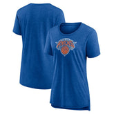 NBA - New York Knicks Women's Distressed Logo Tri-Blend T-Shirt - Heather Blue