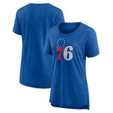 NBA - Philadelphia 76ers Women's Distressed Logo Tri-Blend T-Shirt - Heather Royal