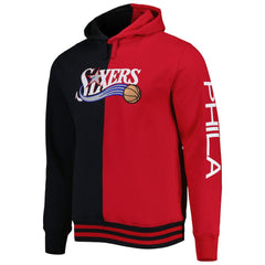 Mitchell & Ness - Philadelphia 76ers Big & Tall Hardwood Classics Split Pullover Hoodie - Black/Red