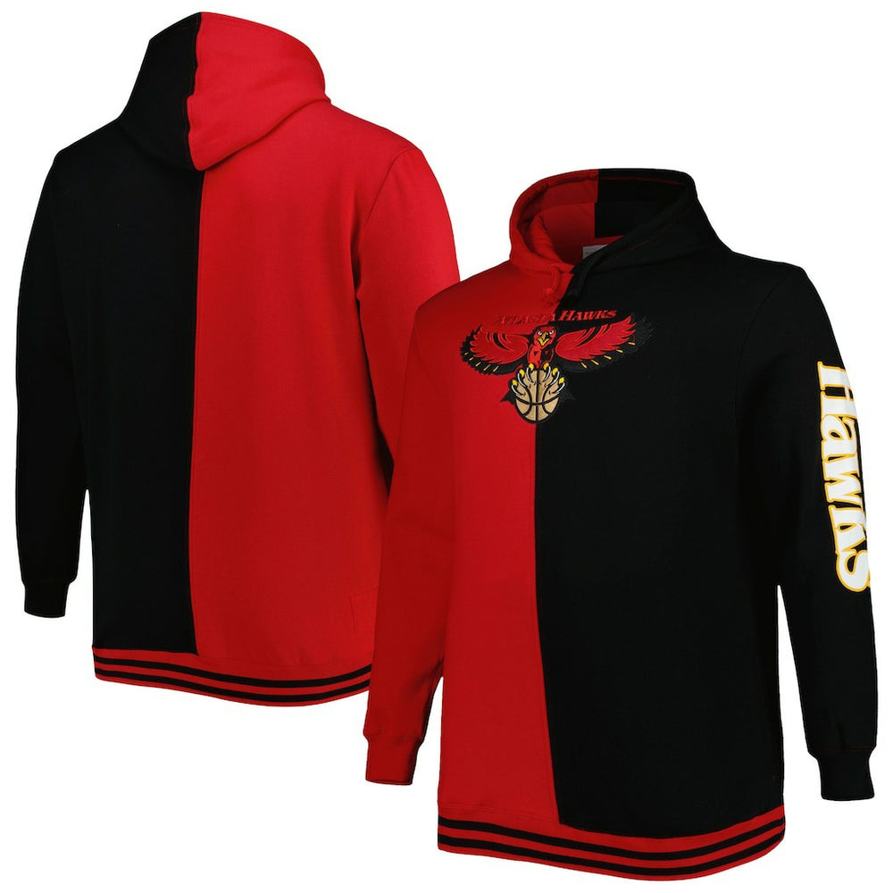Mitchell & Ness - Atlanta Hawks Hardwood Classics Big & Tall Hardwood Classics Split Pullover Hoodie - Red/Black