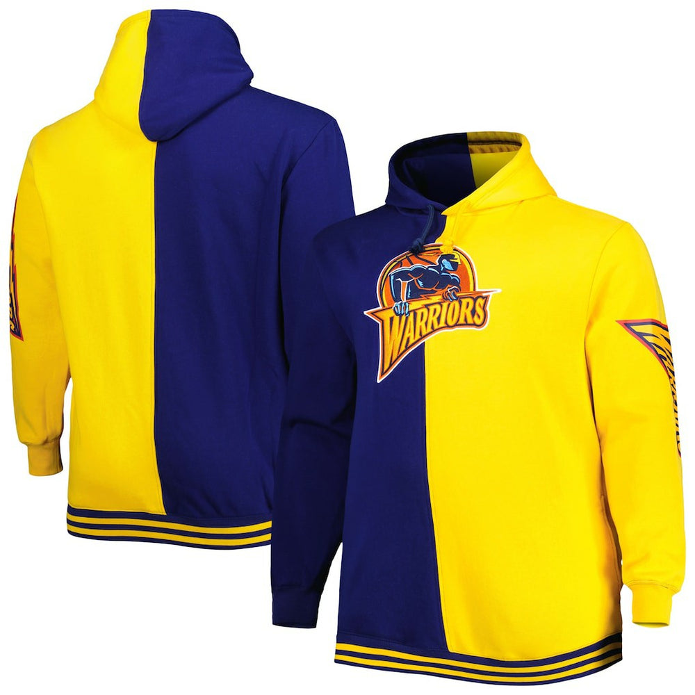 Mitchell & Ness - Golden State Warriors Big & Tall Hardwood Classics Split Pullover Hoodie - Navy/Gold