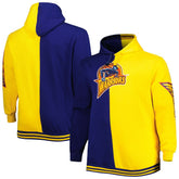 Mitchell & Ness - Golden State Warriors Big & Tall Hardwood Classics Split Pullover Hoodie - Navy/Gold