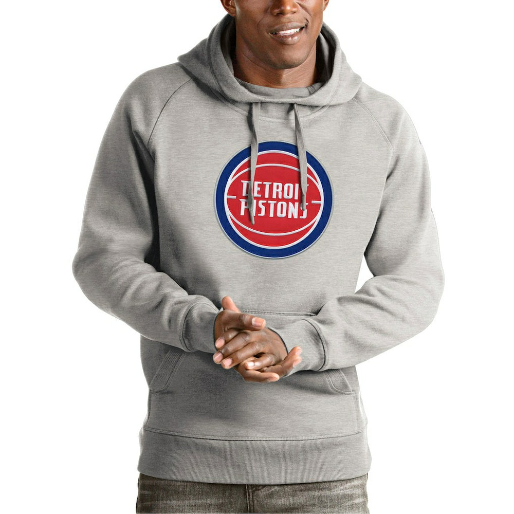NBA - Detroit Pistons Antigua Team Logo Victory Pullover Hoodie - Heather Gray