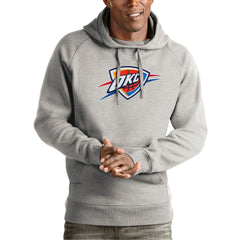 NBA - Oklahoma City Thunder Antigua Team Logo Victory Pullover Hoodie - Heather Gray