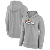 Denver Broncos Women's Primary Logo Pullover Hoodie Gray - NFL