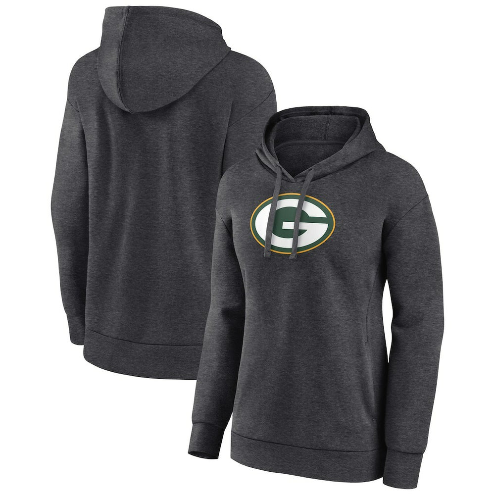 Green Bay Packers Women's Primary Logo Pullover Hoodie Charcoal - NFL
