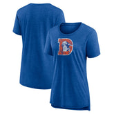 Denver Broncos Women's Throwback Team Logo Tri-Blend T-Shirt Heather Royal - NFL
