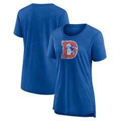 Denver Broncos Women's Throwback Team Logo Tri-Blend T-Shirt Heather Royal - NFL