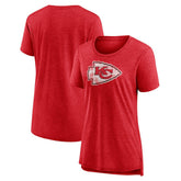 Kansas City Chiefs Women's Throwback Team Logo Tri-Blend T-Shirt Heather Red - NFL