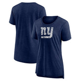 New York Giants Women's Throwback Team Logo Tri-Blend T-Shirt Heather Navy - NFL
