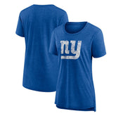 New York Giants Women's Throwback Team Logo Tri-Blend T-Shirt Heather Royal - NFL
