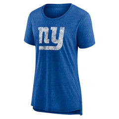 New York Giants Women's Throwback Team Logo Tri-Blend T-Shirt Heather Royal - NFL