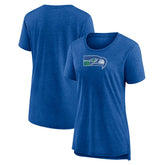 Seattle Seahawks Women's Throwback Team Logo Tri-Blend T-Shirt Heather Royal - NFL