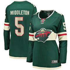 Jake Middleton Minnesota Wild - Fanatics Women's Home Breakaway Player Jersey Green