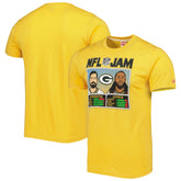 Aaron Rodgers & Aaron Jones Green Bay Packers Homage Unisex NFL Jam Tri-Blend T-Shirt Heather Gold - NFL