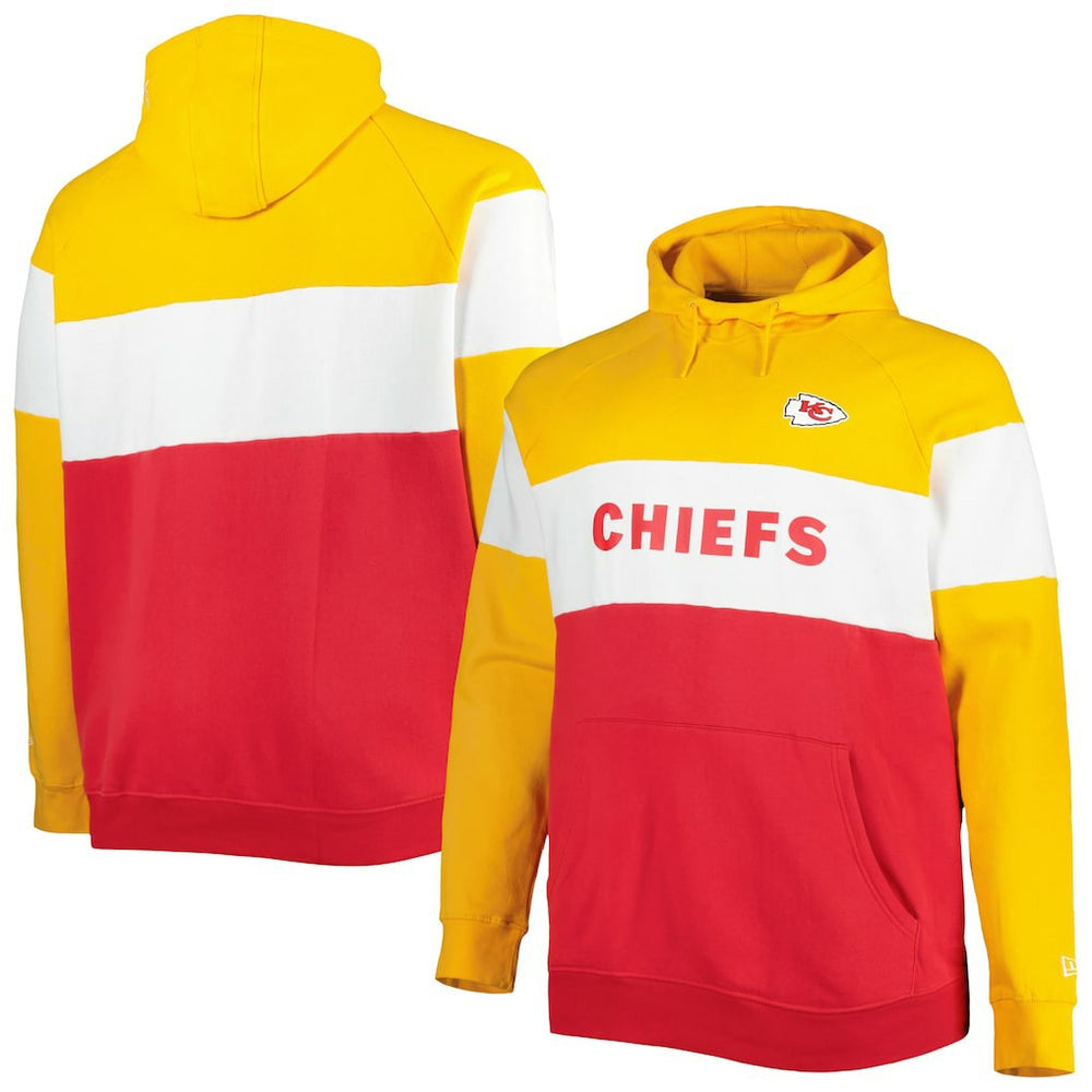 Kansas City Chiefs New Era Big & Tall Current Colorblock Raglan Fleece Pullover Hoodie Red/Gold - NFL
