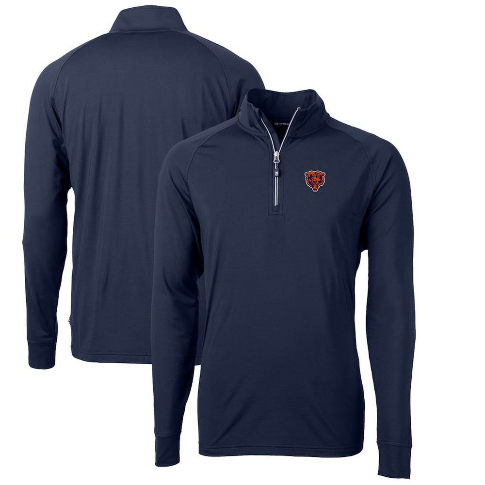 Chicago Bears Cutter & Buck Adapt Eco Knit Stretch Recycled Big & Tall Quarter-Zip Throwback Pullover Top Navy - NFL