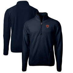 Chicago Bears Cutter & Buck Cascade Eco Sherpa Fleece Big & Tall Quarter-Zip Throwback Jacket Navy - NFL