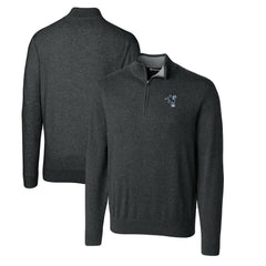 Indianapolis Colts Cutter & Buck Throwback Logo Lakemont Tri-Blend Big & Tall Quarter-Zip Pullover Sweater Heather Charcoal - NFL