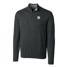 Miami Dolphins Cutter & Buck Throwback Logo Lakemont Tri-Blend Big & Tall Quarter-Zip Pullover Sweater Heather Charcoal - NFL