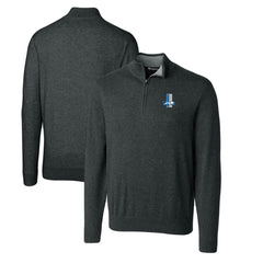 Detroit Lions Cutter & Buck Throwback Logo Lakemont Tri-Blend Big & Tall Quarter-Zip Pullover Sweater Heather Charcoal - NFL