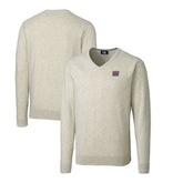New York Giants Cutter & Buck Throwback Logo Lakemont Tri-Blend Big & Tall V-Neck Pullover Sweater Oatmeal - NFL