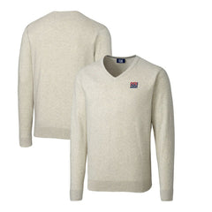 New York Giants Cutter & Buck Throwback Logo Lakemont Tri-Blend Big & Tall V-Neck Pullover Sweater Oatmeal - NFL