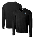 Detroit Lions Cutter & Buck Throwback Logo Lakemont Tri-Blend Big & Tall V-Neck Pullover Sweater Black - NFL