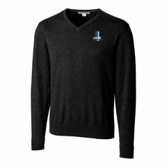 Detroit Lions Cutter & Buck Throwback Logo Lakemont Tri-Blend Big & Tall V-Neck Pullover Sweater Black - NFL